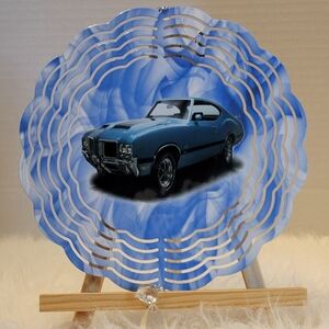 Blue Classic Car 8in Wind Spinner